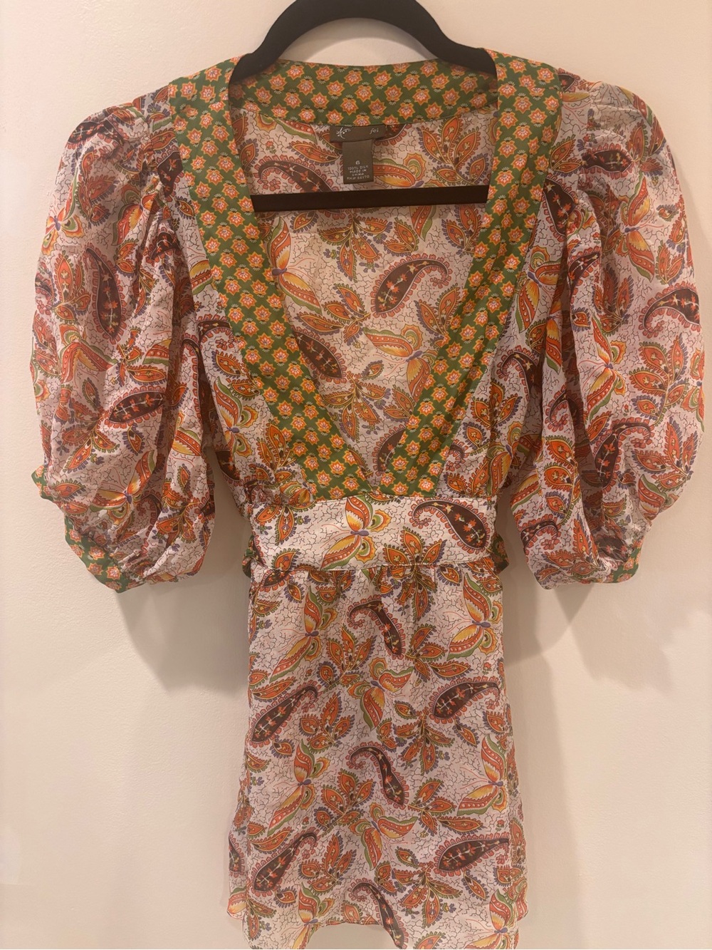Silk Paisley Tie-Waist Blouse | Romantic Boho | Statement Sleeves